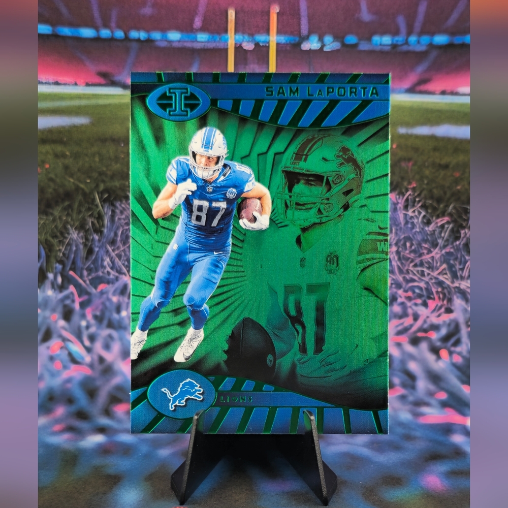 2024 Panini Illusions Football #27 Sam LaPorta Green Emerald SP Detroit Lions